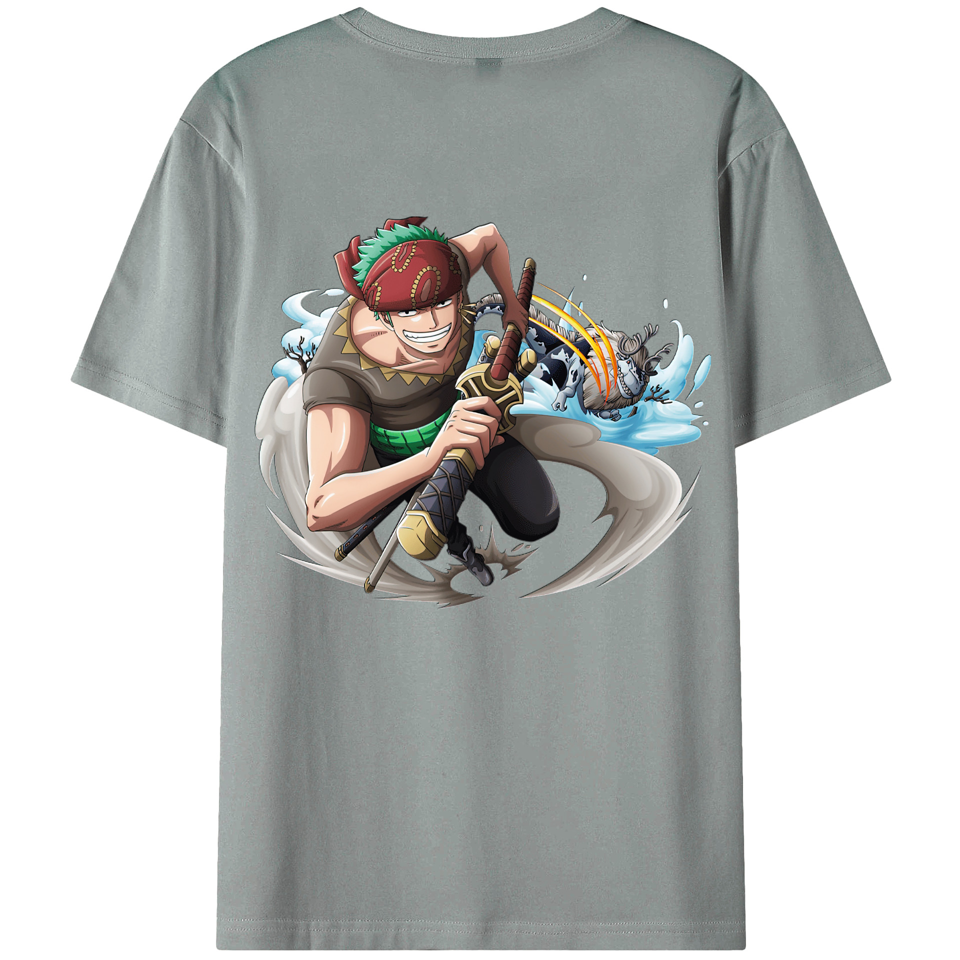 ワンピース ロロノア・ゾロ ONE PIECE Roronoa Zoro 綿100％ メンズ半袖Tシャツ（バックプリント） 通気性